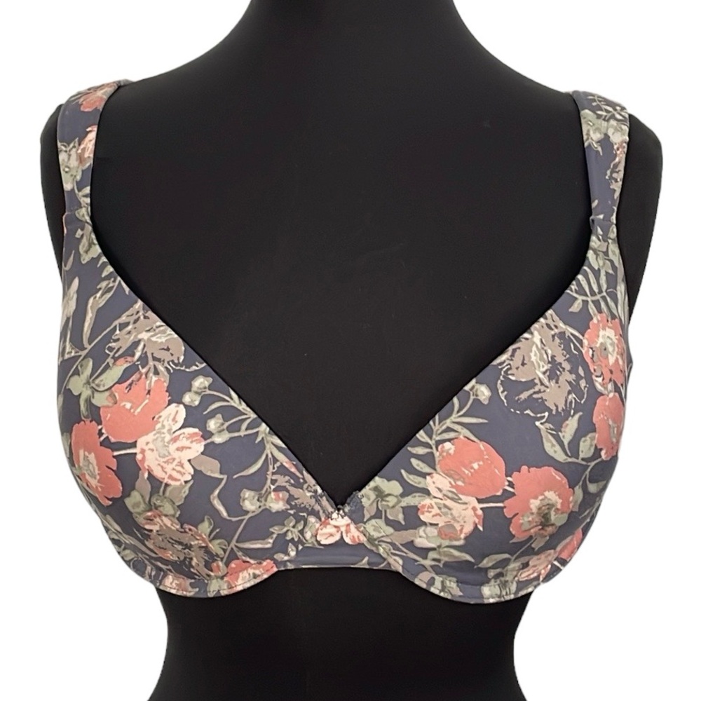 Anne Klein Size 40D blue, pink & green floral underwire‎ bra.